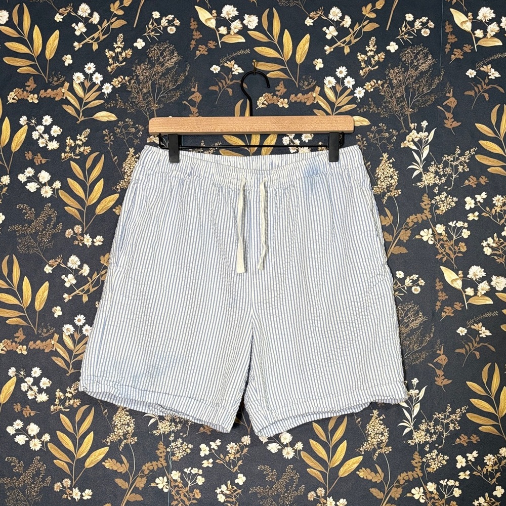 Vermont Country Store Tie Waist Striped Blue and White Shorts Size M
